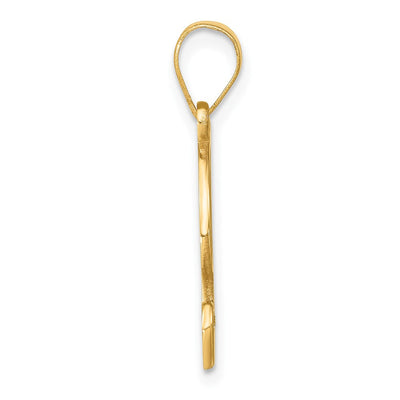 14K Yellow Gold Script Letter Initial Pendant with Diamond Accent Jewelry Charm Necklace, 18.44 x 12.39mm