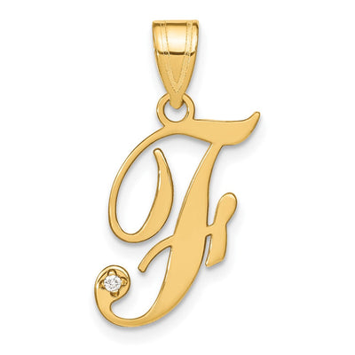 14K yellow gold diamond initial necklace