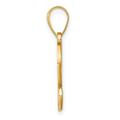 14K Yellow Gold Script Letter Initial Pendant with Diamond Accent Jewelry Charm Necklace, 17.22 x 11.37mm