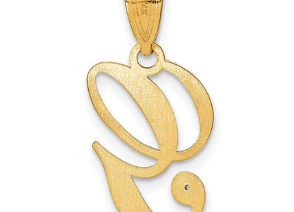 14K Yellow Gold Script Letter Initial Pendant with Diamond Accent Jewelry Charm Necklace (Style YC252G)