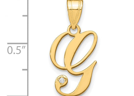 14K Yellow Gold Script Letter Initial Pendant with Diamond Accent Jewelry Charm Necklace (Style YC252G)