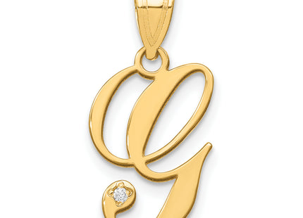 14KY Script Letter Initial Pendant with Diamond