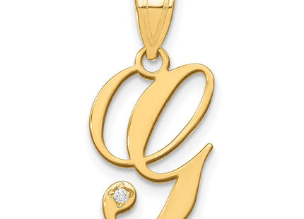 14K Yellow Gold Script Letter Initial Pendant with Diamond Accent Jewelry Charm Necklace (Style YC252G)