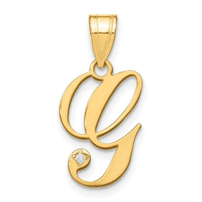 14K yellow gold diamond initial necklace