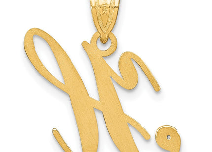 14K Yellow Gold Script Letter Initial Pendant with Diamond Accent Jewelry Charm Necklace (Style YC252H)