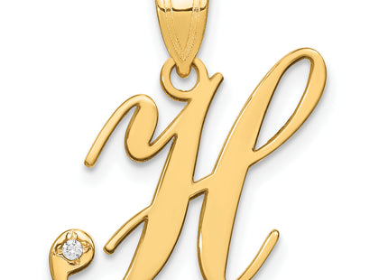 14KY Script Letter Initial Pendant with Diamond