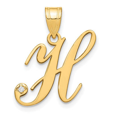 14K yellow gold diamond initial necklace