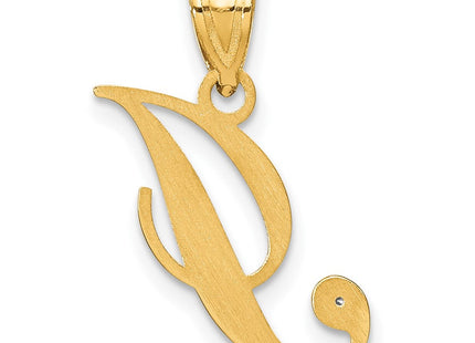 14K Yellow Gold Script Letter Initial Pendant with Diamond Accent Jewelry Charm Necklace (Style YC252I)