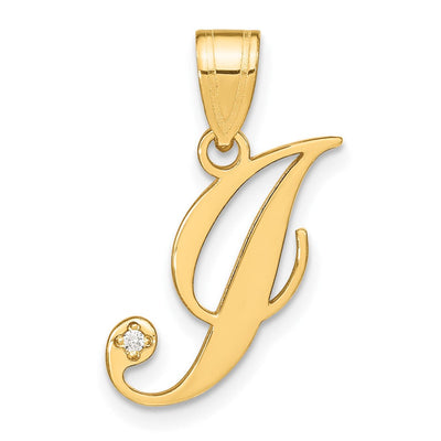 14K yellow gold diamond initial necklace