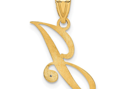 14K Yellow Gold Script Letter Initial Pendant with Diamond Accent Jewelry Charm Necklace (Style YC252J)