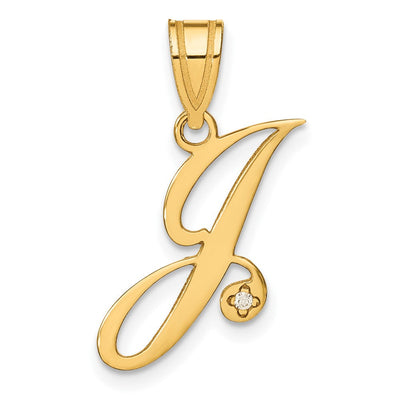 14K yellow gold diamond initial necklace