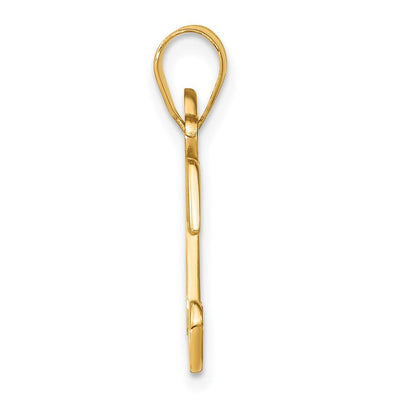 14K Yellow Gold Script Letter Initial Pendant with Diamond Accent Jewelry Charm Necklace, 16.52 x 15.36mm
