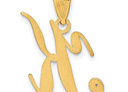 14K Yellow Gold Script Letter Initial Pendant with Diamond Accent Jewelry Charm Necklace (Style YC252K)