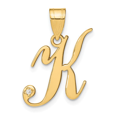 14K yellow gold diamond initial necklace