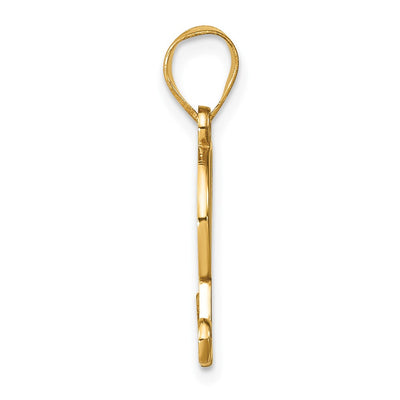 14K Yellow Gold Script Letter Initial Pendant with Diamond Accent Jewelry Charm Necklace, 17.93 x 15.15mm