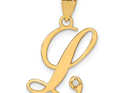 14KY Script Letter Initial Pendant with Diamond