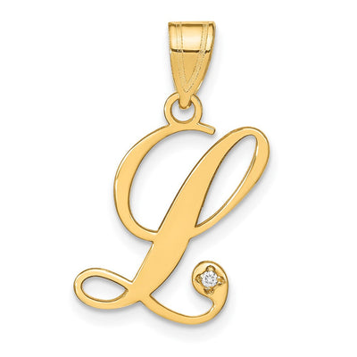 14K yellow gold diamond initial necklace