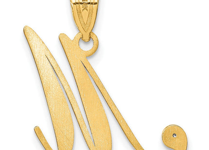 14K Yellow Gold Script Letter Initial Pendant with Diamond Accent Jewelry Charm Necklace (Style YC252M)