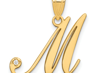 14KY Script Letter Initial Pendant with Diamond