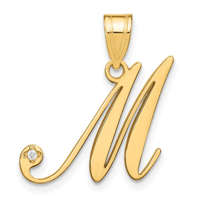 14K yellow gold diamond initial necklace