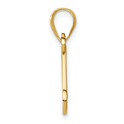 14K Yellow Gold Script Letter Initial Pendant with Diamond Accent Jewelry Charm Necklace, 15.91 x 18.18mm