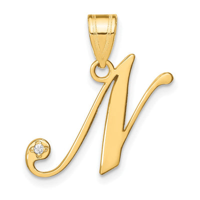 14K yellow gold diamond initial necklace