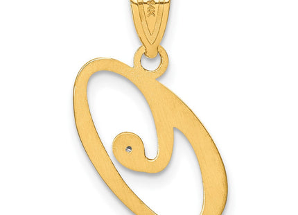 14K Yellow Gold Script Letter Initial Pendant with Diamond Accent Jewelry Charm Necklace (Style YC252O)