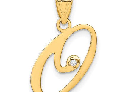 14K Yellow Gold Script Letter Initial Pendant with Diamond Accent Jewelry Charm Necklace (Style YC252O)