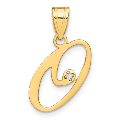 14K yellow gold diamond initial necklace