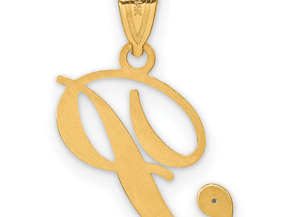 14K Yellow Gold Script Letter Initial Pendant with Diamond Accent Jewelry Charm Necklace (Style YC252P)