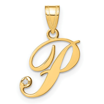 14K yellow gold diamond initial necklace