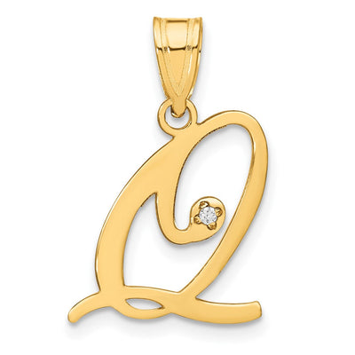 14K yellow gold diamond initial necklace