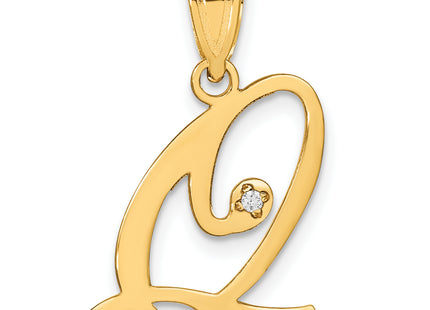 14KY Script Letter Initial Pendant with Diamond