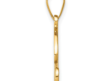 14K Yellow Gold Script Letter Initial Pendant with Diamond Accent Jewelry Charm Necklace (Style YC252R)