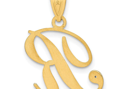 14K Yellow Gold Script Letter Initial Pendant with Diamond Accent Jewelry Charm Necklace (Style YC252R)