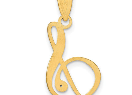 14K Yellow Gold Script Letter Initial Pendant with Diamond Accent Jewelry Charm Necklace (Style YC252S)