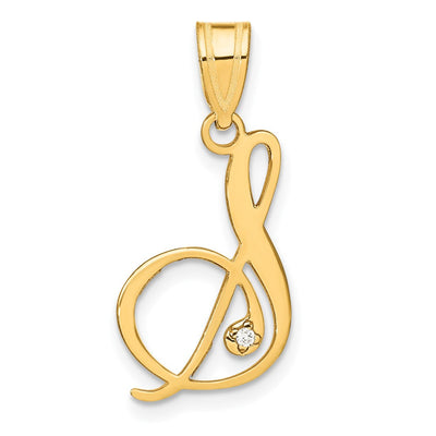 14K yellow gold diamond initial necklace