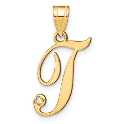 14K yellow gold diamond initial necklace