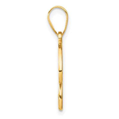 14K Yellow Gold Script Letter Initial Pendant with Diamond Accent Jewelry Charm Necklace, 19.13 x 15.33mm