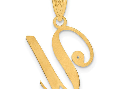 14K Yellow Gold Script Letter Initial Pendant with Diamond Accent Jewelry Charm Necklace (Style YC252U)