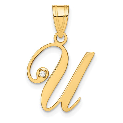 14K yellow gold diamond initial necklace