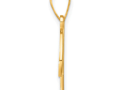 14K Yellow Gold Script Letter Initial Pendant with Diamond Accent Jewelry Charm Necklace (Style YC252V)