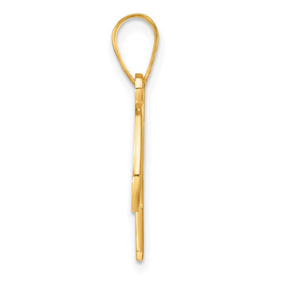 14K Yellow Gold Script Letter Initial Pendant with Diamond Accent Jewelry Charm Necklace, 19.13 x 16.04mm