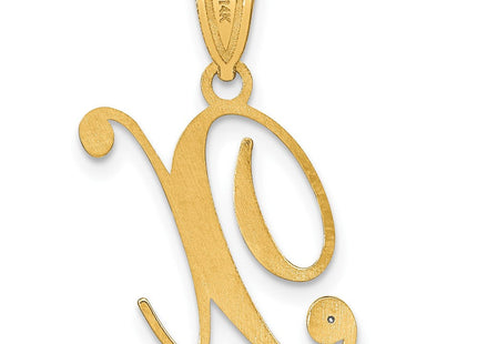 14K Yellow Gold Script Letter Initial Pendant with Diamond Accent Jewelry Charm Necklace (Style YC252X)
