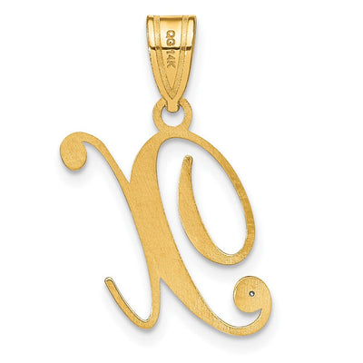 14K Yellow Gold Script Letter Initial Pendant with Diamond Accent Jewelry Charm Necklace