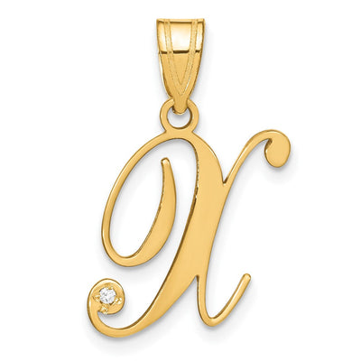 14K yellow gold diamond initial necklace