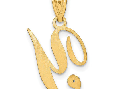 14K Yellow Gold Script Letter Initial Pendant with Diamond Accent Jewelry Charm Necklace (Style YC252Y)