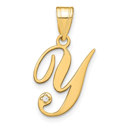 14K yellow gold diamond initial necklace
