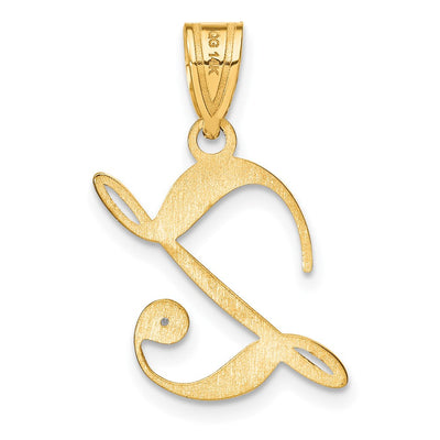 14K Yellow Gold Script Letter Initial Pendant with Diamond Accent Jewelry Charm Necklace