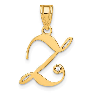 14K yellow gold diamond initial necklace